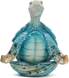 Sea Turtle Meditation Yoga Decor Zen Figurine Resin Coastal Beach Statue - Picture 1 of 5