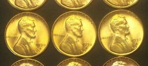 1950 P-D-S Bu Uncirculated Red Lincoln Cents Three Coin Set with free shipping