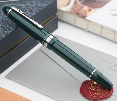 MAJOHN P136 Green Piston Fountain Pen EF/F/M/Flat Size 20 Ink Window Writing Pen - Image 1 of 4