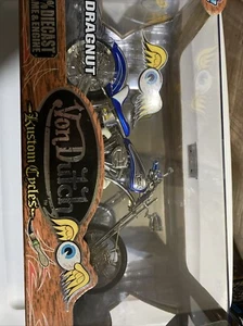 Jada Toys Von Dutch Kustom Cycles  1:10 DRAGNUT  BLUE & White 100% DIE-CAST - Picture 1 of 4
