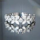 Ladies 1.80 Ctw Created Diamond 14K White Gold Over Dainty Flower Wedding Ring