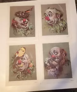 Vintage Cydney Grossman Clown Canvas Prints Lot Of 4 Unframed Approx. 8.5"x6.5" - Picture 1 of 6