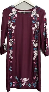 Monsoon Silk Blend Floral Placement Print Long Sleeve Tunic Dress UK 12 RRP £109 - Picture 1 of 10