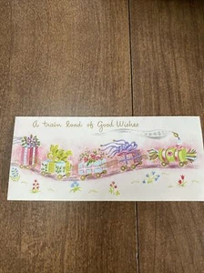 VINTAGE LOKOMOTIVE EISENBAHN ZÜGE GESCHENKE & BLUMEN KUNSTDRUCK EINE SONNENSCHEINKARTE - Bild 1 von 8
