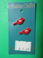 (2) MILL HILL 7/8" RED BIRD CERAMIC 2-HOLE BUTTONS NOS (I-58)