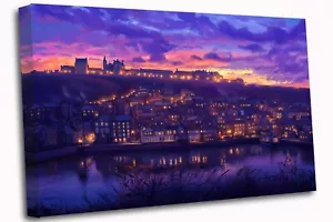 Whitby Town Atemberaubendes Leinwandbild Wandbild Bild - Bild 1 von 7