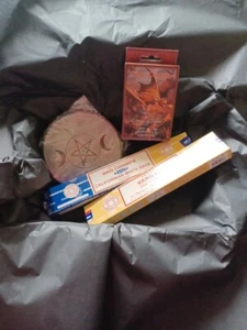 Hand Carved Triple Moon Soapstone Incense Stick Holder Gift set & Satya incense - Picture 1 of 6