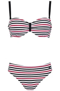Set Bikini a Righe Imbottito Multiway Ferretto Cinghie Regolabili Bikini Set - Foto 1 di 3