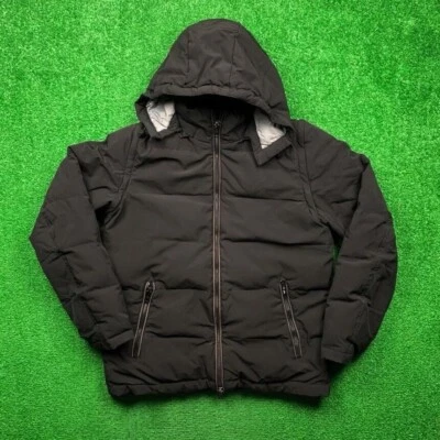 Chaqueta acolchada con capucha Vince Camuto para hombre pequeña negra cálida para chaleco invierno Foto 1 de 4