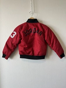 Nike Air Jordan Jackets Kids Medium 5-6 Button Up Bomber  Red - Picture 1 of 3