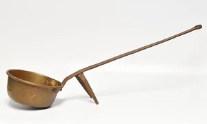 LARGE VINTAGE PRIMITIVE COPPER LADLE WITH STAND HOME DECOR - Picture 1 of 4