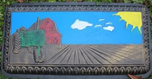 Concrete Bench Mold Tractor and Barn on the farm scene Top Only - Picture 1 of 2