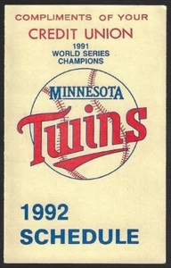 1992 Minnesota Twins MLB Baseball Schedule !!! COMO Northtown Credit Union - Picture 1 of 1