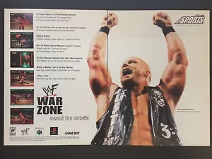 WWF War Zone Steve Austin Playstation 2 páginas anuncio impreso arte original 7,75x10,50 - Imagen 1 de 3
