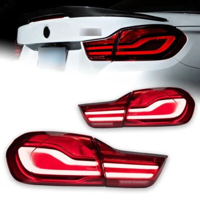 2X LCI Style for BMW 4 Series M4 F82 F83 F32 F36 14-20 Rear Light Red LED Lights - Image 1 of 4