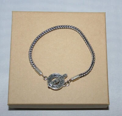 Pulsera Silpada Plata Esterlina Oxidada Cola de Zorro Cuerda Cierre de Palanca Logo B1704 Foto 1 de 4