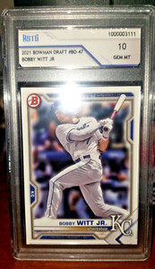 2021 Bowman Draft BD-47 Bobby Witt Jr Rookie Card Graded Gem Mint 10 ASTG Royals