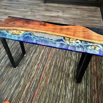 Epoxy console table top, wooden console tabletop, solid wood resin console top - Image 1 of 4