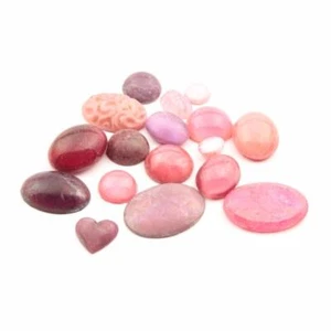 Lot (17) Czech vintage reclaimed satin moonglow bumpy iridescent glass cabochons - Picture 1 of 2
