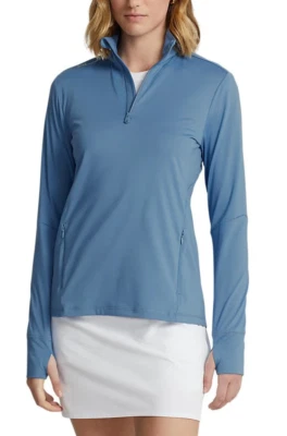 RLX Ralph Lauren Women Stretch Jersey Golf Quarter Zip SMALL Blue Pullover UPF50 - Image 1 of 4