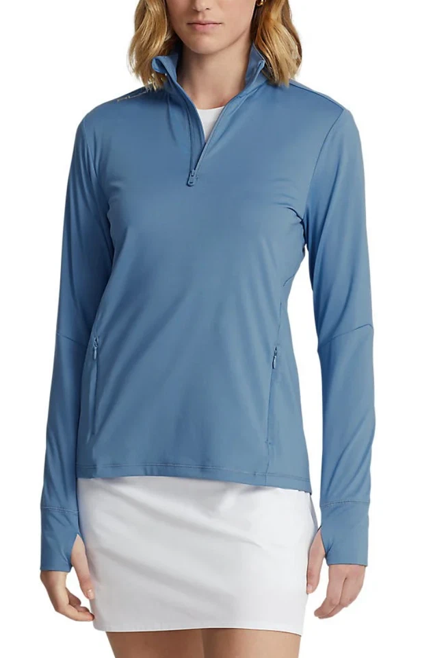 Ralph Lauren RLX Womens 1/4 Zip Top S Long Sleeve Pullover Golf Casual Blue
