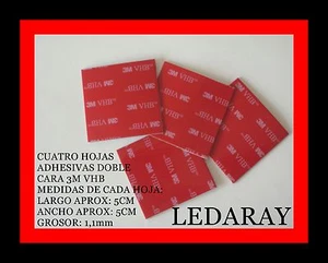 4 HOJAS LAMINA 3M VHB™ ADHESIVAS DOBLE CARA/LARGO:5CM X ANCHO:5CM X GROSOR:1,1mm - Imagen 1 de 2