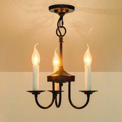 3 Lights Farmhouse Candle Style Chandelier Rustic Ceiling Pendant Light Fixtures - Image 1 of 4