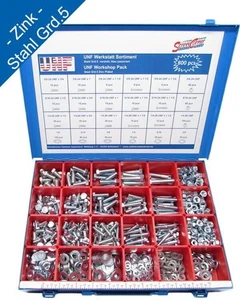 UNF Zollschrauben Sortiment 800 Tlg. Stahl Grade 5 verzinkt - Picture 1 of 6
