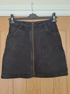 Jack Wills Size 8 Black Denim Mini Skirt With Pockets And Zip Detail - Picture 1 of 6