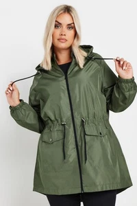 YOURS Curve Plus Size Drawstring Lightweight Parka Jacket - Picture 1 of 7