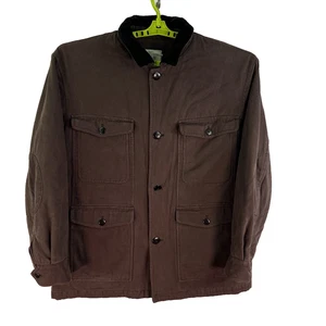 Brooks Brothers Canvas Chore Coat Mens SZ L Brown Corduroy Collar Italian Cloth - Picture 1 of 11
