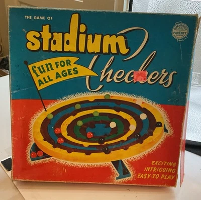 1952 Stadium Checkers Family Board #300 Game Schaper Games - Xtra Marbles - Image 1 of 4
