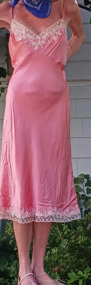 Camisón Lencería Vintage Años 90 Clásicos 100% Seda Talla S M Rosa AJUSTE DE ENCAJE  Foto 1 de 1