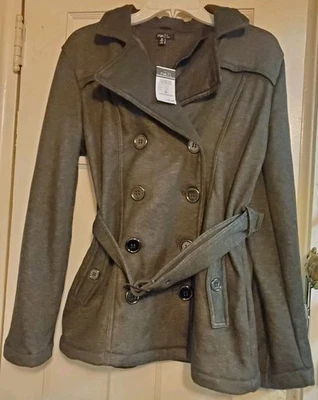 NEW Rue 21 Double Breasted Lined PEACOAT Gray Button Junior Women Size M NWT $30 - Image 1 of 4