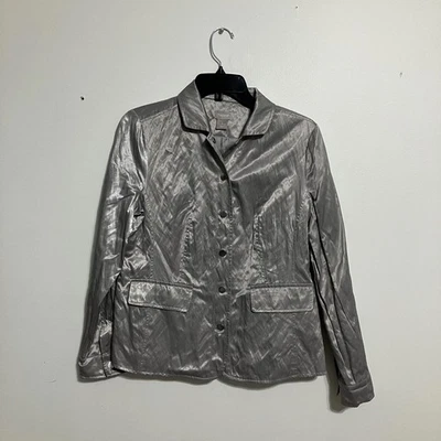 Chaqueta Blazer Chico's Metálica Plateada Para Mujer Talla Pequeña Nueva Foto 1 de 4