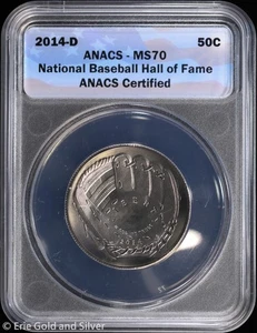 2014-D 50C Baseball Hall of Fame Commem Half Dollar ANACS MS 70 - Picture 1 of 4