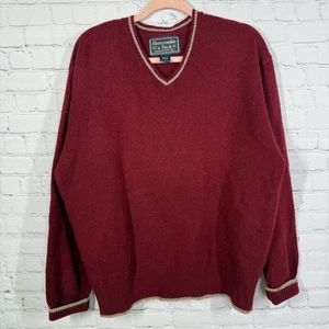 VTG Y2K 90's Abercrombie Sweater Men Large 100% Wool Knit Tennis Academia Preppy - Picture 1 of 11