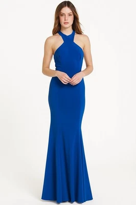 Jovani Women’s Royal Blue Maxi Dress Gown Size 4 Formal Wedding Halter Neck - Image 1 of 4
