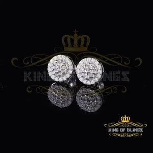 1,00ct Moissanit Weiß 925 Sterling Silber Damen Kreisform Nugget Ohrringe - Bild 1 von 12