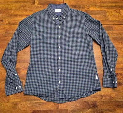 7 Diamonds Fit This Town Hombre Manga Larga Abotonada Verde Azul Guinga Mediana  Foto 1 de 4