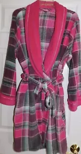 ULTA BEAUTY WOMEN'S BATH ROBE SZ L/XL Short Pink Gray Plush w/ Belt Pockets Soft - Picture 1 of 5