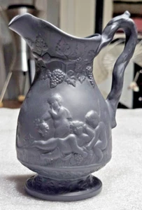 Vintage Renaissance Decorative Art Pottery Ceramic Black Clay Pitcher Vessel - Picture 1 of 17