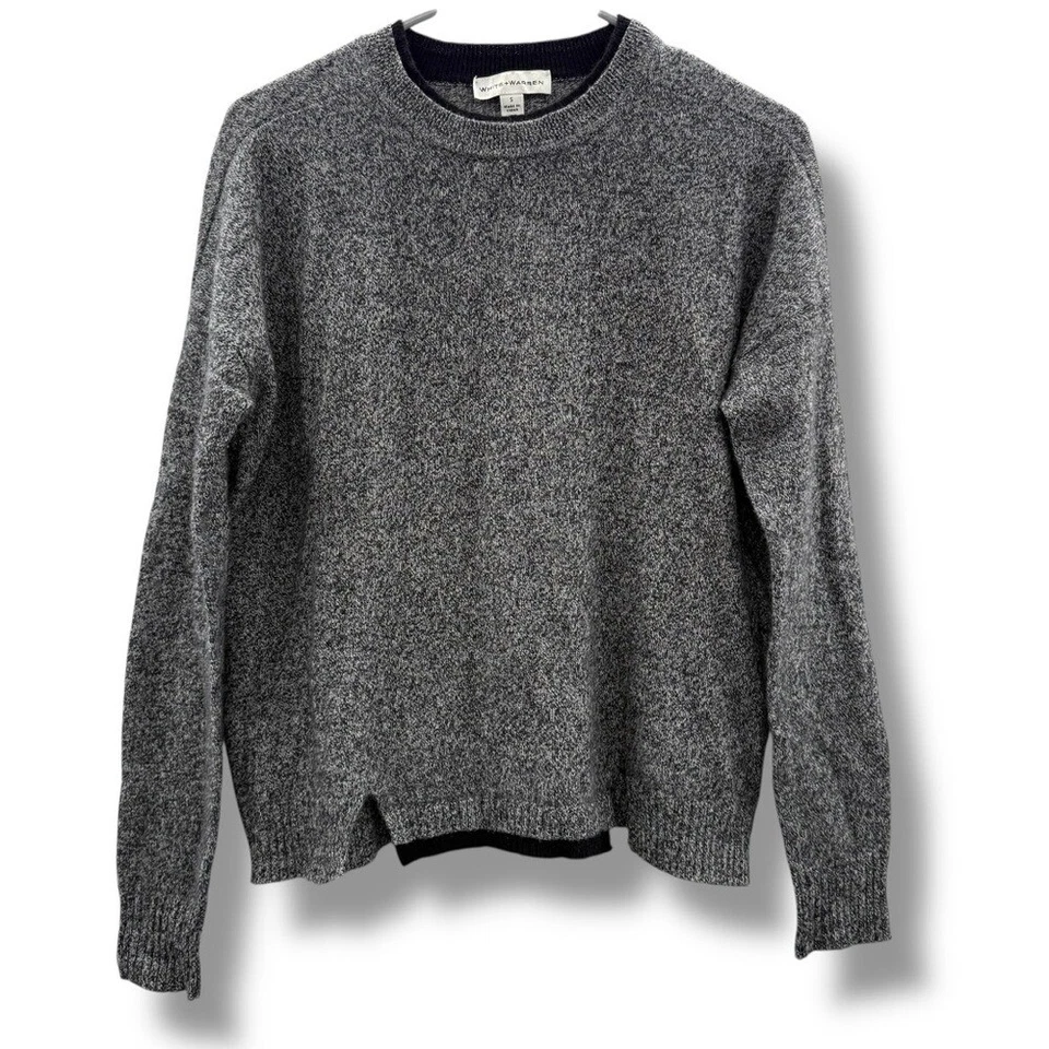 White + Warren Sweater 100% Cashmere Gray & Black Long Sleeve Pullover Sz S - Image 1 of 4