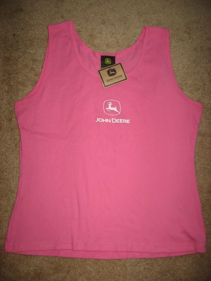 Camisa Top Mujer Nueva Con Etiquetas Rosa JOHN DEERE Sin Mangas Tejida Grande Foto 1 de 1