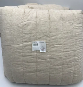 Pottery Barn European Flax Linen Cotton Channel Stitch Quilt Oatmeal King #Z1179 - Picture 1 of 5