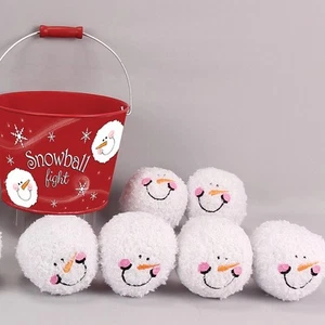Kit de lucha bola de nieve de felpa polar en cubo rojo interior invierno diversión 049-63901 - Imagen 1 de 12