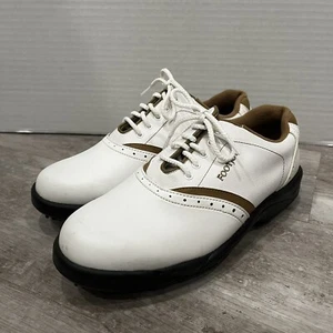 FootJoy Green Joys 48762 Soft Spike Golf Shoes Women’s Sz 7.5 M Tan White  - Picture 1 of 6