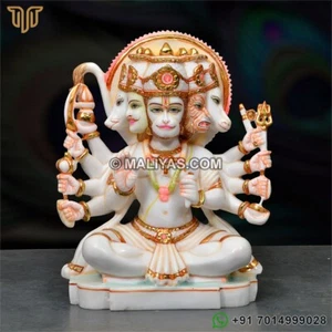 Artificial Marble Panchmukhi Hanuman Statue, Fiber Panch Hanuman Idols - 12 Inch - Picture 1 of 5