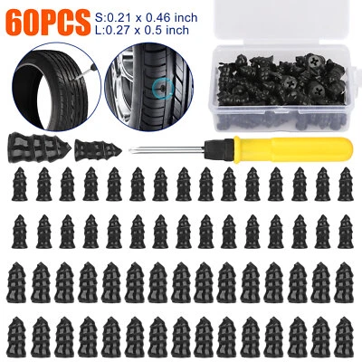 60PCS Car Vacuum Tire Repair Nail Rubber Screw Nails+ Screwdriver Tool Set w/Box - Image 1 of 4