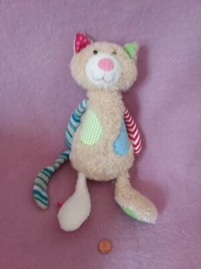 13" Sigikid KITTY CAT PATCHES Tan PLUSH STUFFED ANIMAL Germany - Picture 1 of 3